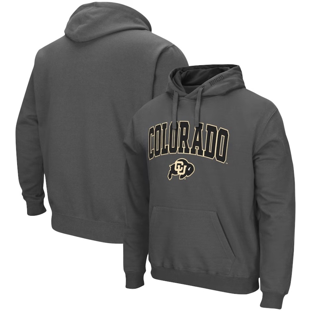 Men's Colosseum Charcoal Colorado Buffaloes Arch & Logo Pullover Hoodie